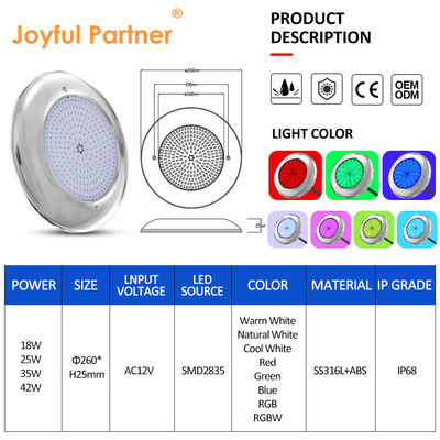 Joyful Pool Lights 12v AC Upgrade SMD Chip RGB Cor IP68 Todos em um conjunto Design para piscina de concreto