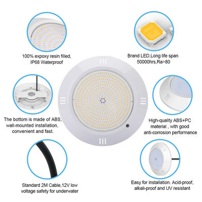 25w Resina de alta qualidade subaquática 12V IP68 Branco Quente 35W Iluminação de piscina para piscina