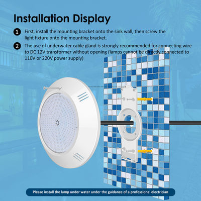 Resina Epoxi Preenchido Piscina Submersa Luz Mural montado ABS Casas IP68 AC12V 18W Dia 260mm