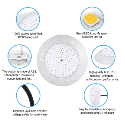 18W Par56 LED Piscina de superfície montada LED Luzes de piscina subaquática AC 12V RGB para jardins de paisagem aquática