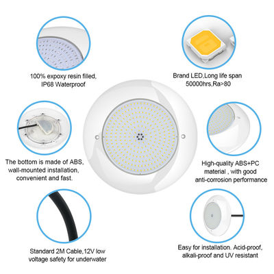 CE/RoHS/FCC/IP68 Resina LED Lâmpadas de Fonte de Natação SMD 2835 AC 12V 25W Branco Quente