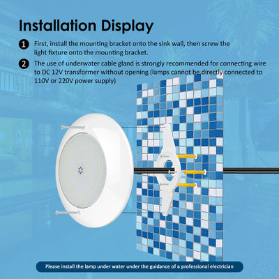 CE/RoHS/FCC/IP68 Resina LED Lâmpadas de Fonte de Natação SMD 2835 AC 12V 25W Branco Quente