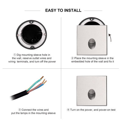 Lâmpada de parede LED inteligente IP65 Alumínio Corpo quadrado Forma DC 24v 1w 2w 3w Luz de escada LED Para Corredor