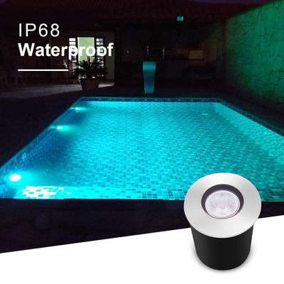 Iluminação de piscina DC12 ~ 24V 1W 2W LED de aço inoxidável de cor única com caixa preta ABS