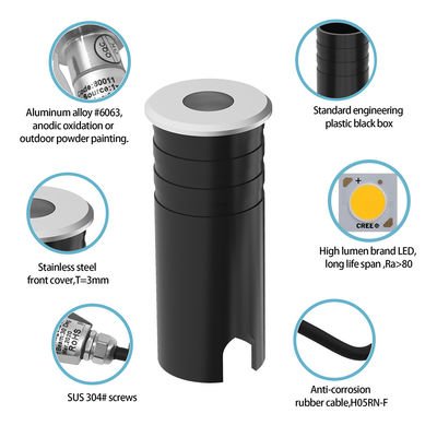 IP67 resistente à água de aço inoxidável exterior 316 Mini 1W LED de concreto