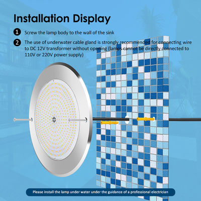 Lâmpadas de piscina de água de controle remoto Aço inoxidável 316 Superfície montada 42W Luz de piscina AC12/24V RGB