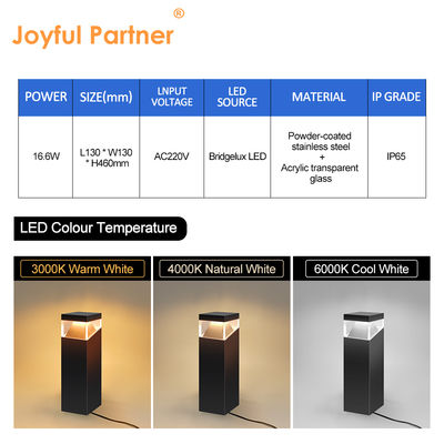 Luz de jardim impermeável exterior Bridgelux LED 3000K/4000K/6000K Material de construção de aço inoxidável