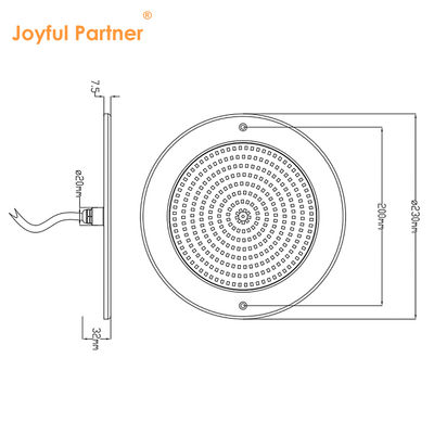 Luz à prova d'água IP68 35W Ultra Slim H7,5mm Iluminação externa Material ABS DC 12V Luzes de piscina montadas na parede