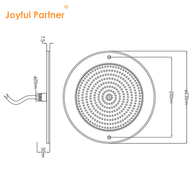 Luz à prova d'água IP68 35W Ultra Slim H7,5mm Iluminação externa Material ABS DC 12V Luzes de piscina montadas na parede