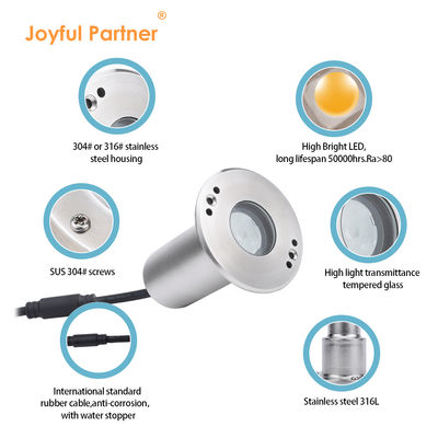 Luzes de piscina LED subaquáticas IP68 Aço inoxidável 316 1W 2W Submersíveis Lente assimétrica