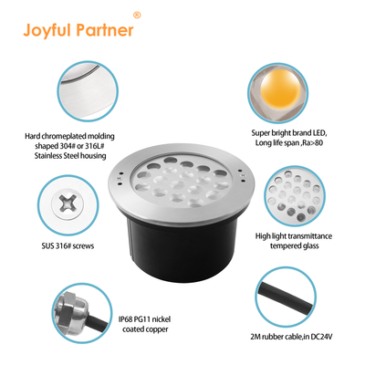 Iluminação de lâmpada de piscina subaquática IP68 12V de aço inoxidável 18W 36W LED de cor única Certificação CE ROHS