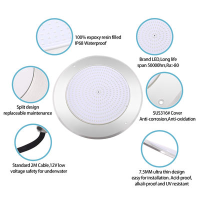 Luz de piscina LED PAR56 IP68 RGB com mudança de cor 12VDC AC 35W DIA 280mm SMD2835 432pcs Com embalagem colorida