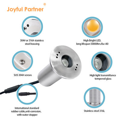 Luz Subaquática Enterrada IP68 3WRGB3em1 LED Aço inoxidável 316L DC24V Decoração para Piscina
