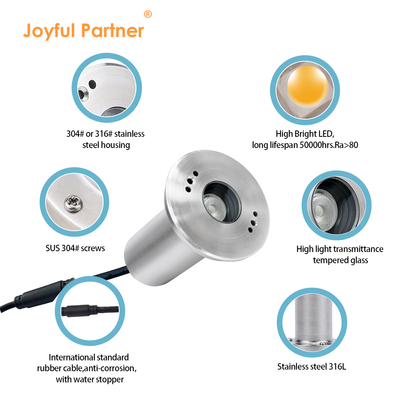 Luz de Piscina Anti-ofuscamento Profunda 3W DC24V Material SS Certificada CE Duradoura Com Embalagem de Cartão
