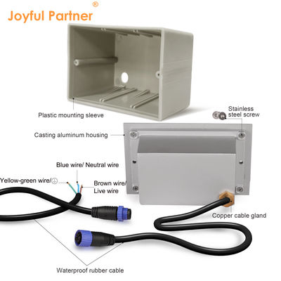 Novas Luzes de Degrau LED SMD 3W Retangulares 170*106mm AC100-240V IK10 Cor Branca para Exterior