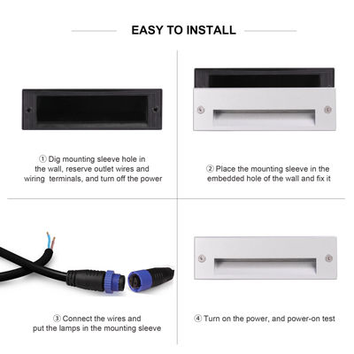 Lâmpada de degrau LED IP65 3W Embutida 145*45mm Osram SMD LED Cor Única Alumínio Vidro Com Clips