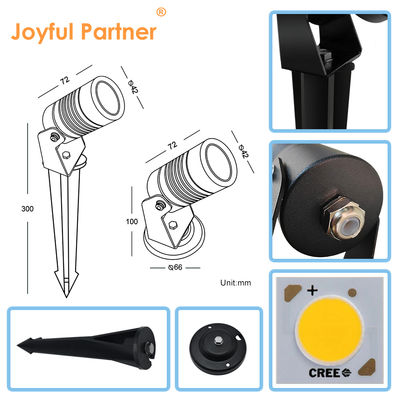 Lâmpadas de jardim LED Joyful Partner Outdoor 6W COB DC12V / DC24V 3000K Branco Quente Para Caminhada Caminho de jardim