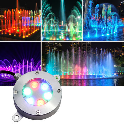 Luzes de fonte RGB subaquáticas em aço inoxidável IP68 com controle DMX de 24V, 6W e 9W, parceiro alegre