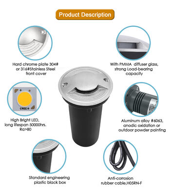 IP67 Lâmpadas de condução sobre o solo 100-240VAC LED de cor única à prova d'água com caixa traseira de plástico