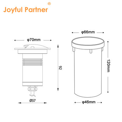 IP67 Lâmpadas de condução sobre o solo 100-240VAC LED de cor única à prova d'água com caixa traseira de plástico