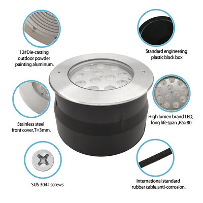 IP67 LED Luz subterrânea 12W 24W 36W DIA185MM RGB3in1 3000K Branco Quente Para Garden Park Plaza