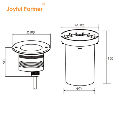 Luzes de jardim LED subterrâneas 3W 6W 9W DC12V-24V DIA108MM Com ângulo de feixe de 30 graus