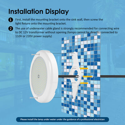 Luzes de piscina submersíveis LED IP68 Montadas na parede Cor RGB 42W 12VAC Equipamento de piscina