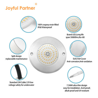 Lâmpadas de piscina LED 316 Material de aço inoxidável PAR56 Resina completa IP68