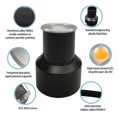 Luminária enterrada LED IP67 AC100-240V CREE 1W 2W 3W Feixe Selecionável CE RoHS OEM&ODM