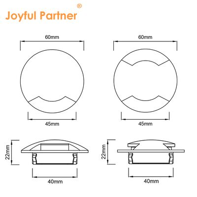 Lâmpada Subterrânea Vista Lateral 12V-24V DC IP67 Carcaça de Alumínio DIA60MM Bidirecional