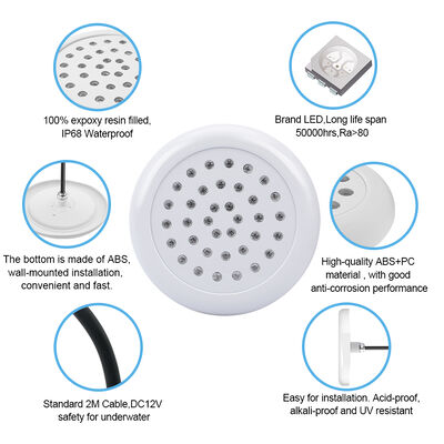 Piscina LED Natação RGB IP68 impermeável totalmente colado DC12V 25W UV resistente com controle remoto