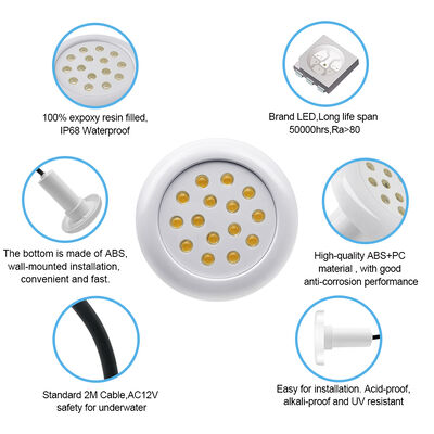 Lâmpada para Piscina Lago RGB IP68 Impermeável Totalmente Colada 12V 25W Tecnologia Anti-Infiltração Material PC