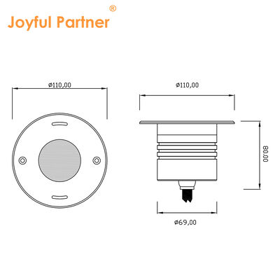 Luz subaquática embutida com face de aço inoxidável 316, material de grau marinho com diâmetro de 110MM