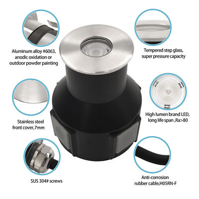 Outdoor Buried Inground Lights DC24V Inbuilt Driver DIA55MM 3W 3000K IP67 For Garden Pathway Application