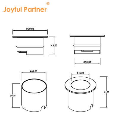 Luz Enterrada LED para Exterior com Tampa Frontal em Aço Inoxidável 316, Impermeável IP67, LED Cree de 4W, Diâmetro 80MM