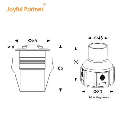 Luz LED em solo de carga forte LED Drive de mais de 316 de aço inoxidável anel dianteiro SMD LED com manga de montagem ABS