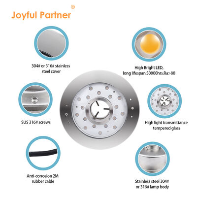 Luz de bico de fonte LED DC12V/24V IP68 RGB DMX DIA250mm Jato de água paisagístico dimerizável