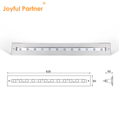 Luz linear subaquática DC12V 316 aço inoxidável DMX 512 RGB 12W 24W 628MM comprimento para cachoeira
