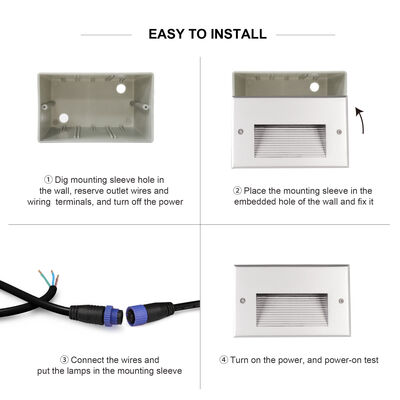 Luz de Parede Embutida LED SMD3528 AC100-240V Material de Alumínio Fundido Com Luva de Montagem em PVC