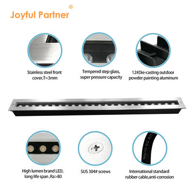 Luz Linear Subterrânea de LED 12W 24W 48W DC24V 1000MM 1Metro Aço Inoxidável316 IP67 Tipo Embutido