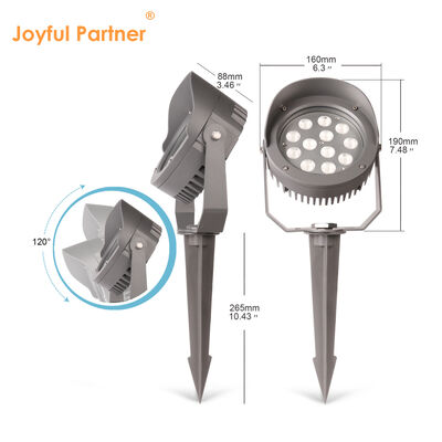 Luz de ponto de jardim LED 12W 24W 36W Construído em DMX512 Driver DC24V RGB3in1 Corpo de lâmpada de alumínio preto Casas de alumínio para iluminação de árvores
