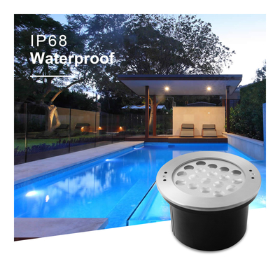 Luz subaquática recessada DC24V 18W RGB 316 aço inoxidável IP68 com controle remoto e transformador